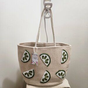 Beaded lime tote